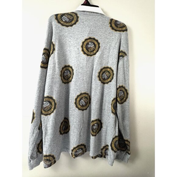 Tommy Hilfiger VTG Crest Print Polo Shirt L Long Sleeve Preppy Y2K Streetwear - Picture 2 of 7